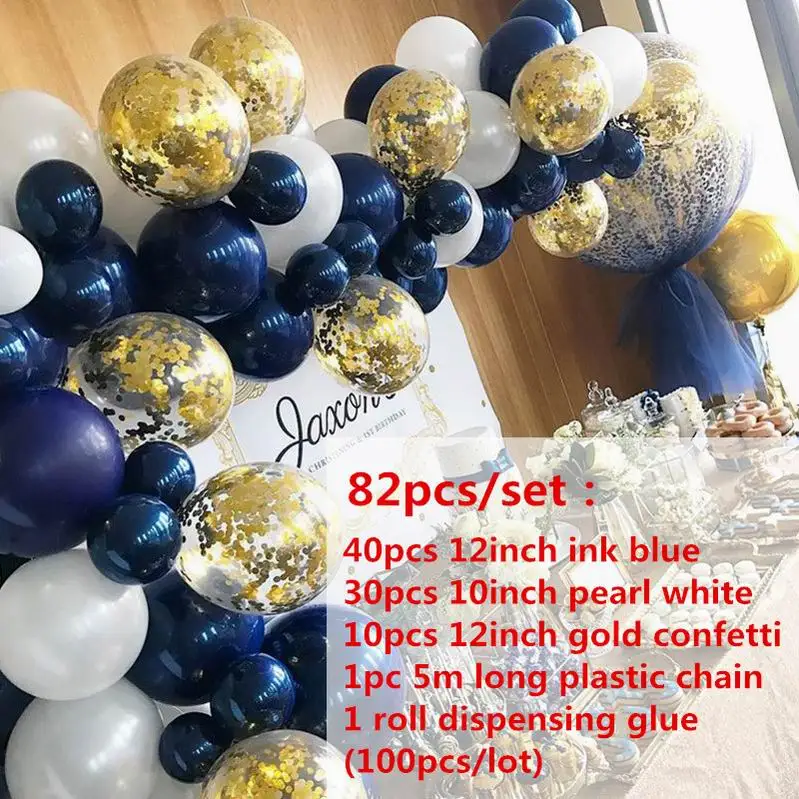82pcs 82 шт./компл. чернил синих латексных шаров цепи резиновый Свадебная вечеринка гирлянда фон с воздушными шарами декоративный шар цепи арка украшения - Цвет: 82pcs