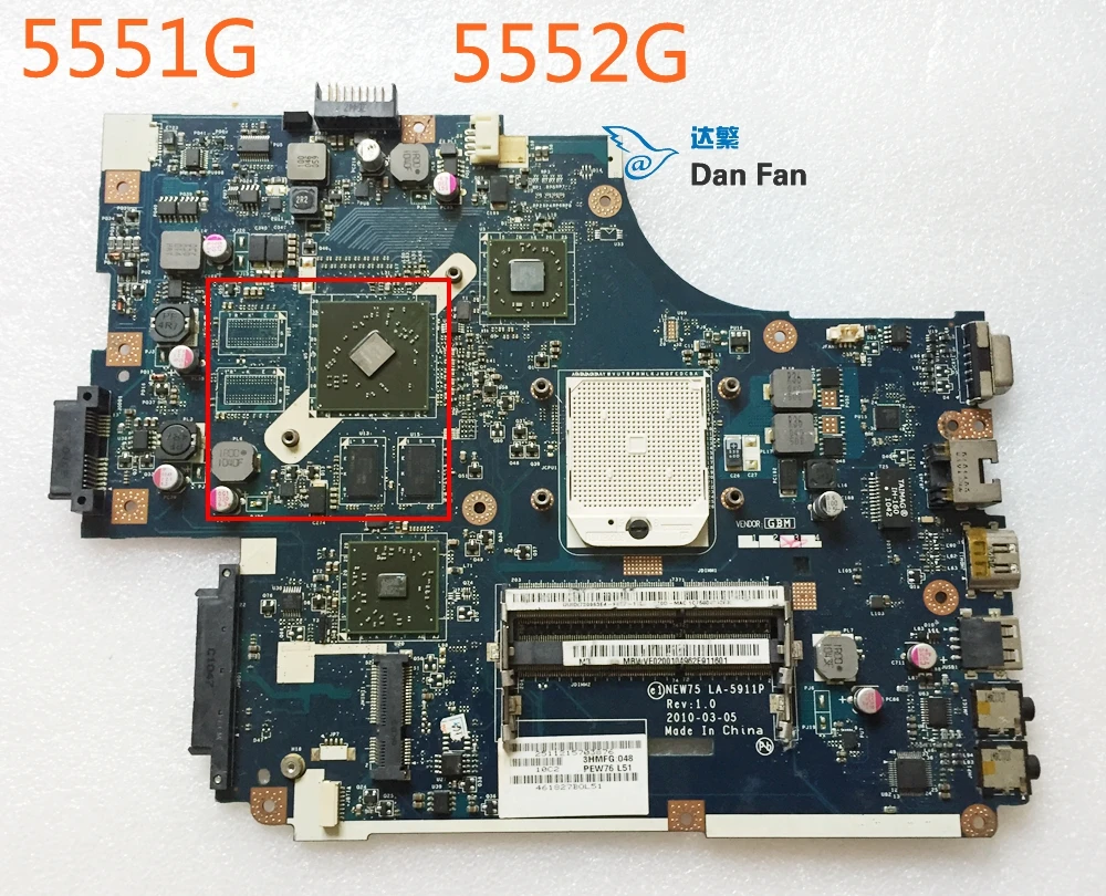 

Для ACER Aspire 5551 NV53A материнская плата для ноутбука NEW75 LA-5911P материнская плата 100% протестирована полностью