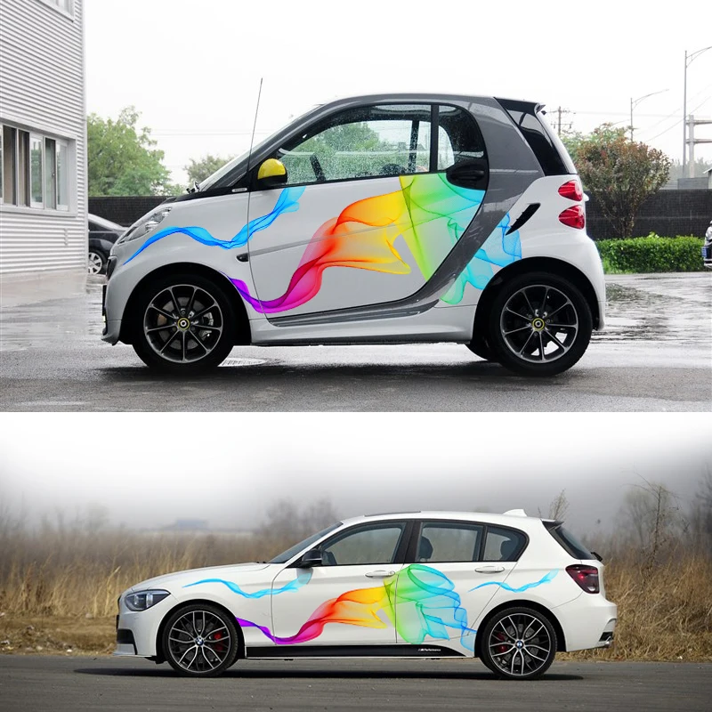 Универсальный автомобильный красочный дым весь корпус боковой стикер Наклейки