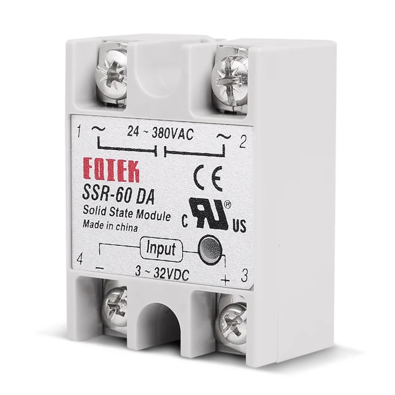 Твердые промышленные реле SSR 60DA 3-32 В DC Вход и 24-380VAC 60A AC Выход нагрузки SSR-60DA