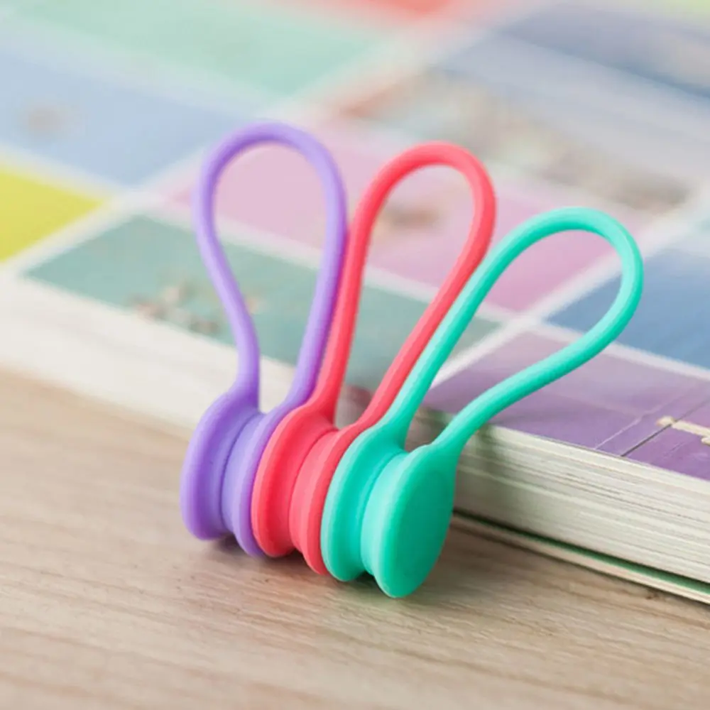 3pcs/pack Cute Magnet Earphone Cable Holder Clips Korean Fashion Stationary Cord Winder Organizer Desk Accessory Office Set|Письменный