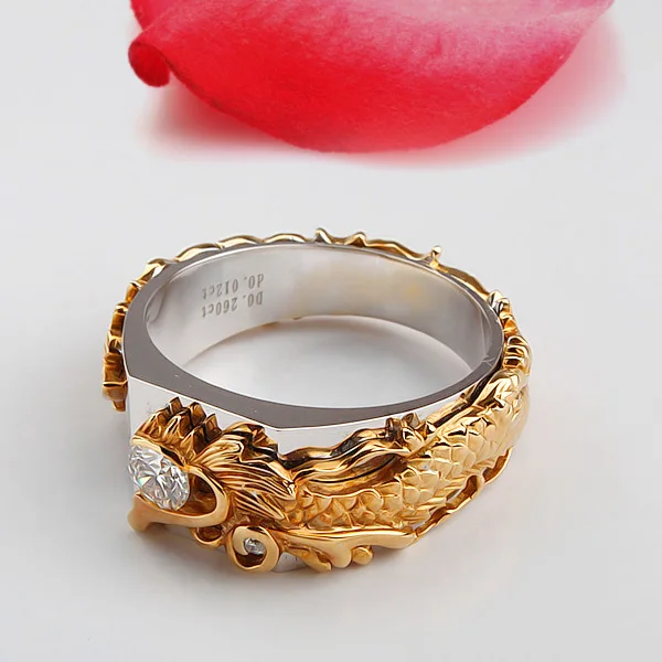 Мужское кольцо из 14 каратного золота с имитацией бриллианта 0 25 карат|jewelry ring