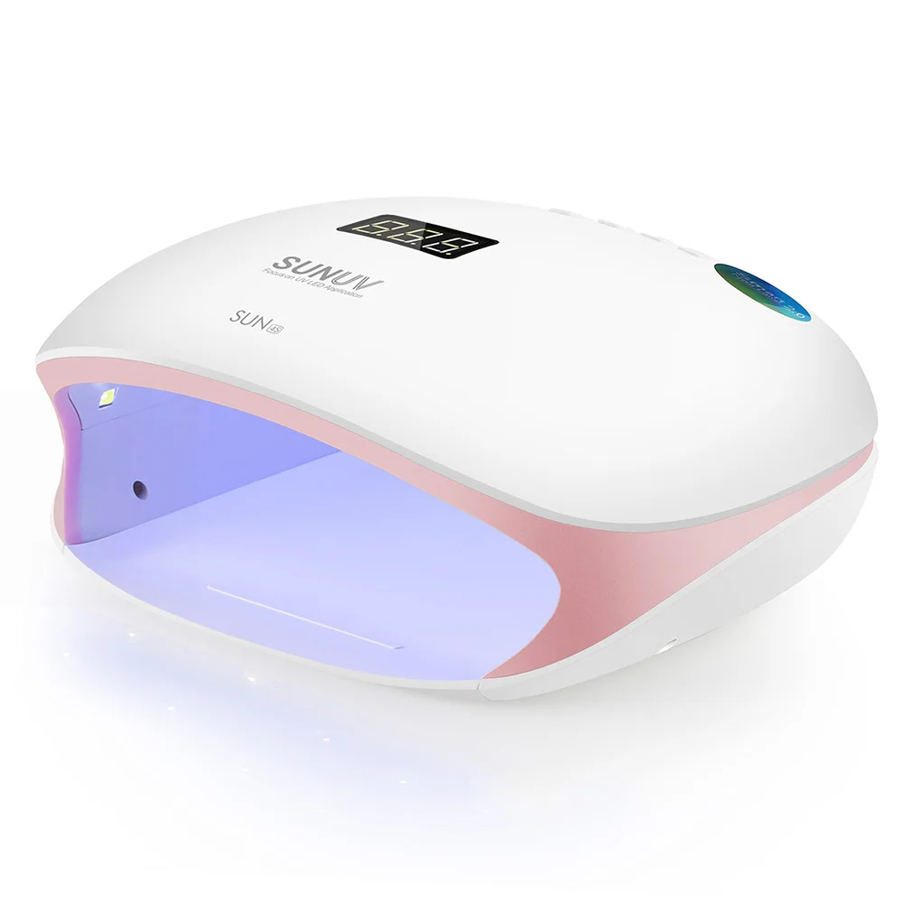 PINK SUNUV SUN4S 48 Вт УФ светодиодный Сушилка для ногтей гибридная лампа для ногтей Гель-лак с умным сенсором ЖК-дисплей маникюр Дизайн ногтей салон розовый - Цвет: PINK