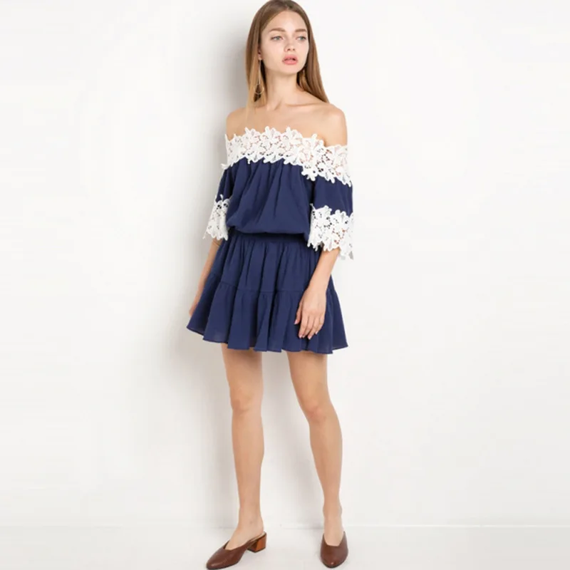 Милое кружевное платье для женщин Vestido De Renda с открытыми плечами уникальное