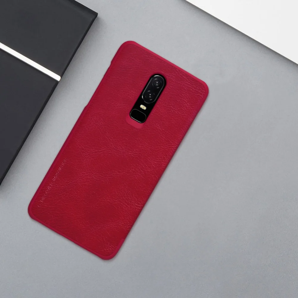 Кожаный чехол NILLKIN Qin для Oneplus 6 винтажный флип-чехол-кошелек в деловом стиле для One plus 6 Жесткий ПК задняя крышка