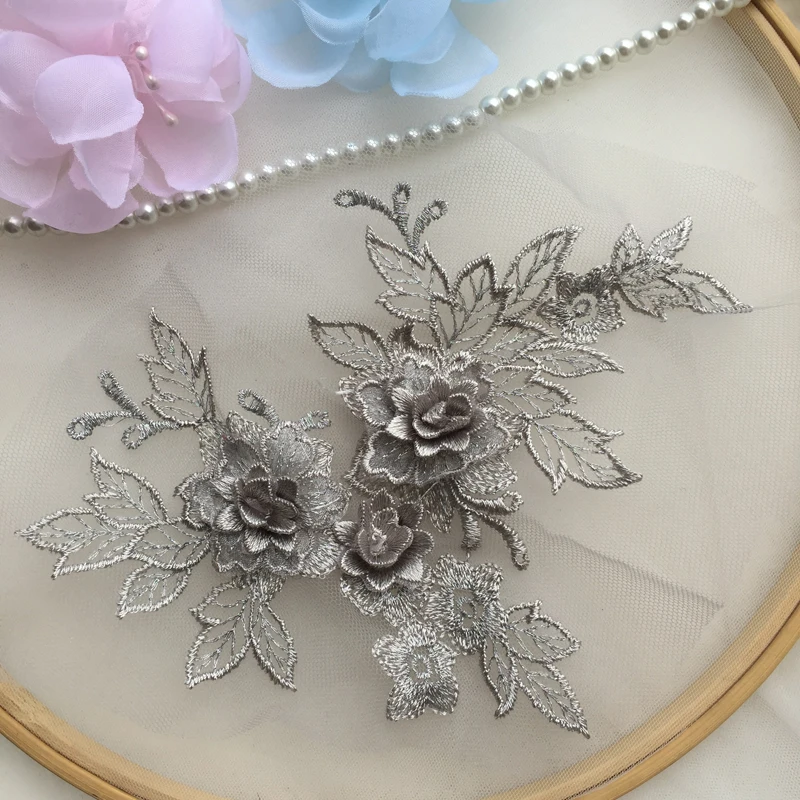 15 цветов 3D Кружева Аппликация ручной DIY патч кружева цветочные аксессуары для одежды Золотой синий винный красный серый черный темно-синий 1 шт