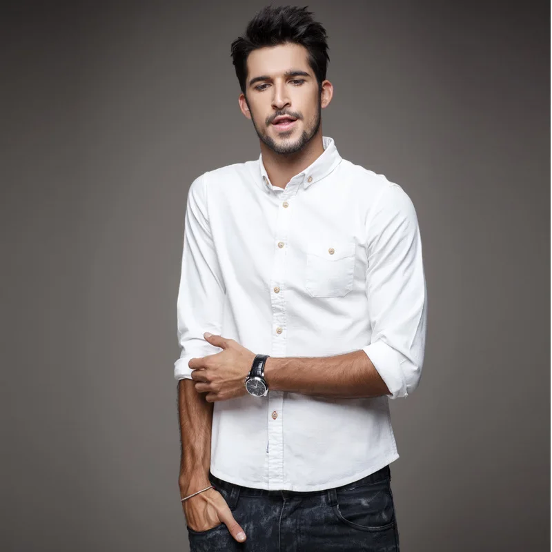 Новая мода Завышение блузка рубашка Мужская 2017 повседневные мужские белый Линн