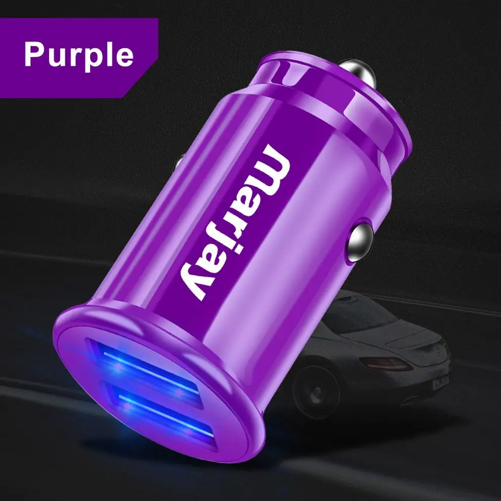 Purple Marjay 3.4A светодиодный двойной USB Автомобильное зарядное устройство Adapte автомобильное зарядное устройство для iPhone 7 X 6s samsung S9 Xiaomi mi9 планшет мобильное автомобильное зарядное устройство для телефона - Тип штекера: Purple
