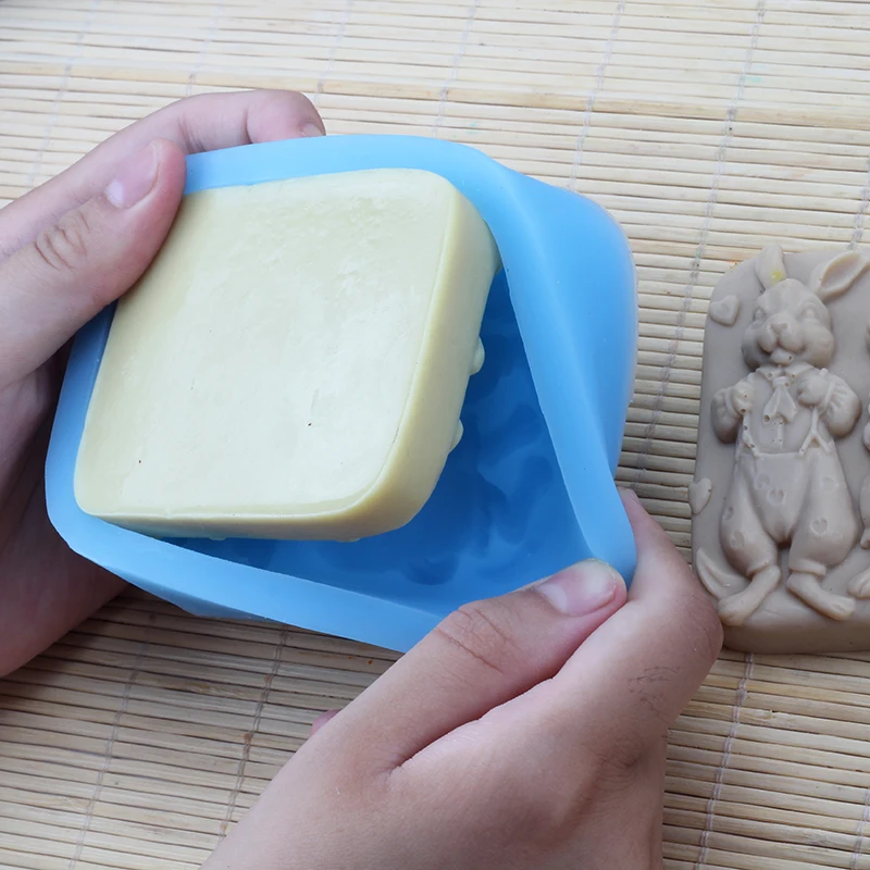 Силиконовая форма для мыла влюбленных с рисунком кролика|candy moulds|soap silicone moldsilicone