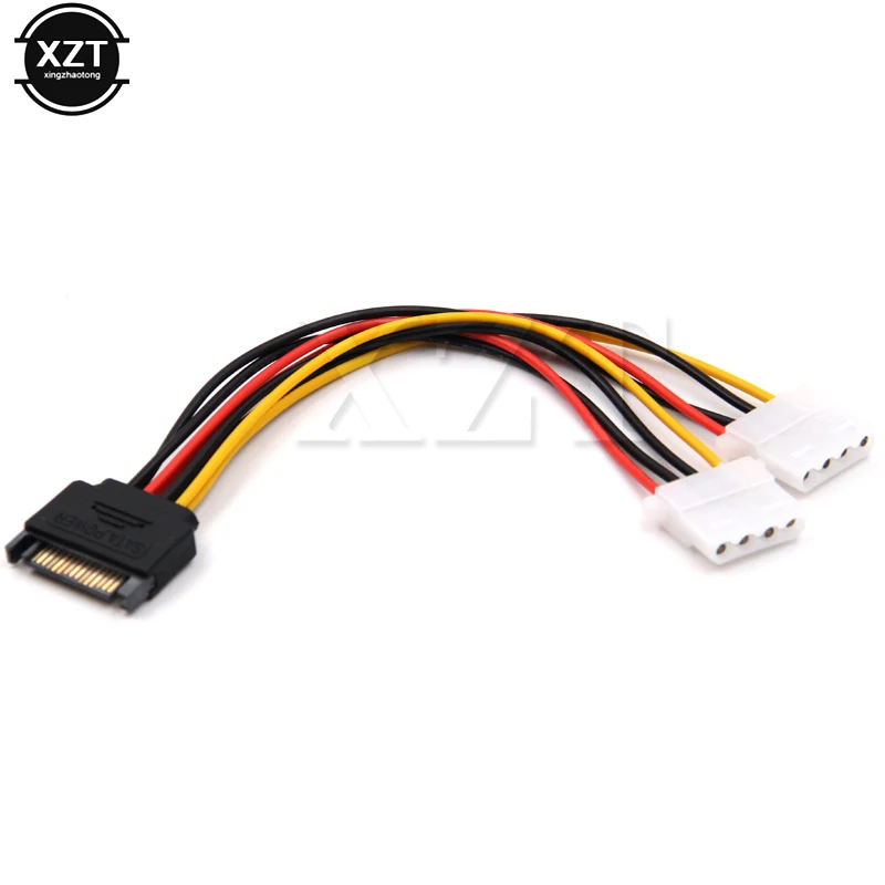 Новейший Кабель адаптер для жесткого диска с 15 контактами SATA Male на 4 Pin Molex 2 Female IDE HDD HY1104