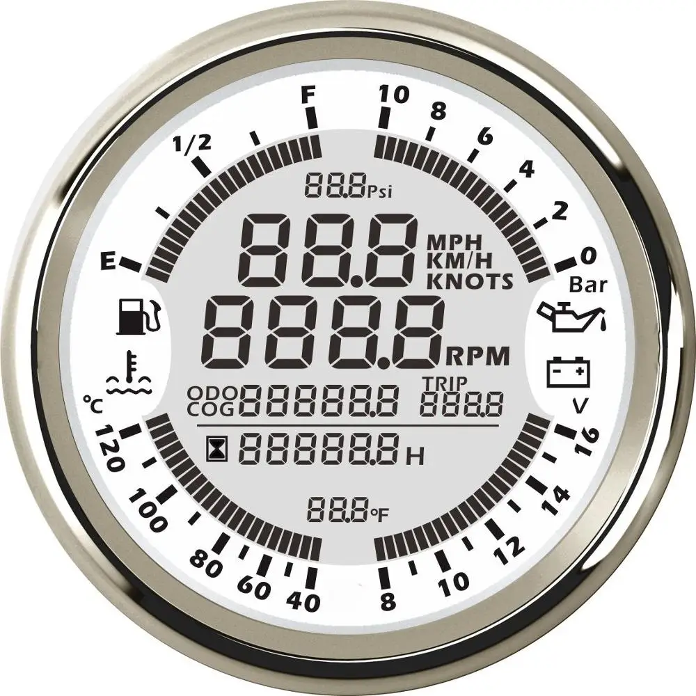 12V-WS Водонепроницаемый Универсальный 6 в 1 Многофункциональный датчик gps Спидометр Тахометр 12 В 24 В уровень топлива температура воды давление масла 0~ 10 бар - Цвет: 12V-WS