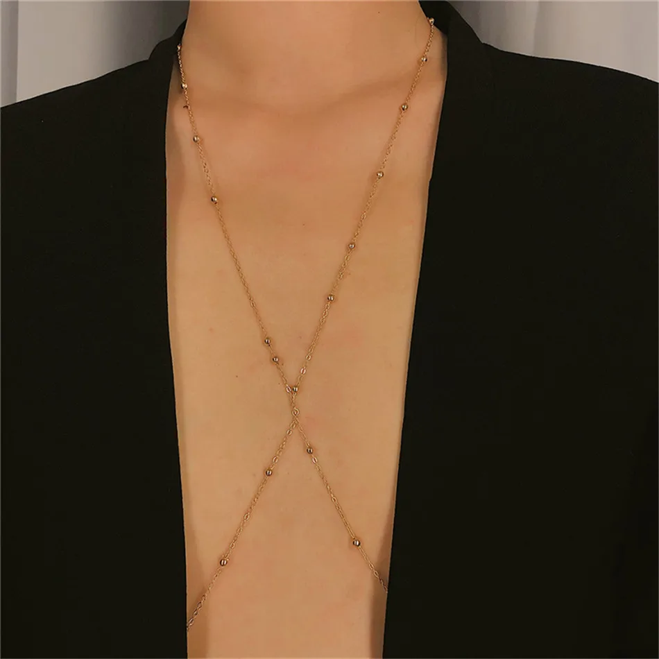 PENGBIN Сексуальная Геометрическая цепочка для тела с медными бусинами задняя