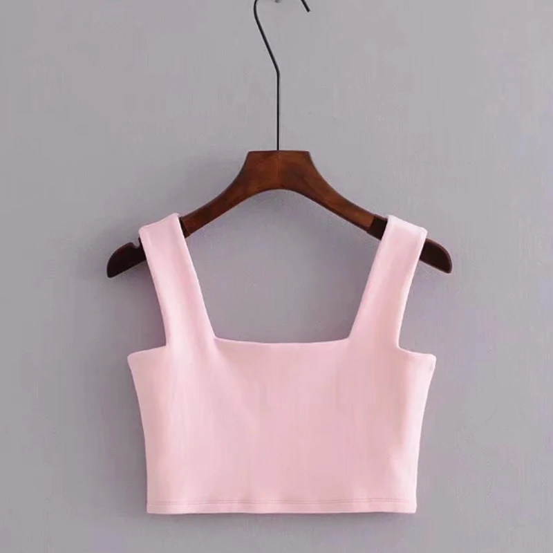 pink Yanueun, сексуальный однотонный Повседневный укороченный жилет, Короткие топы, открытая спина, короткий топ, майки, женская одежда, лето - Цвет: pink