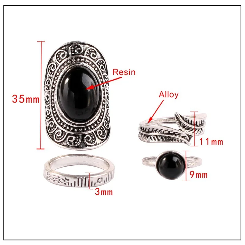 4 шт./компл. модное женское кольцо в стиле ретро древняя серебряная ладонь с