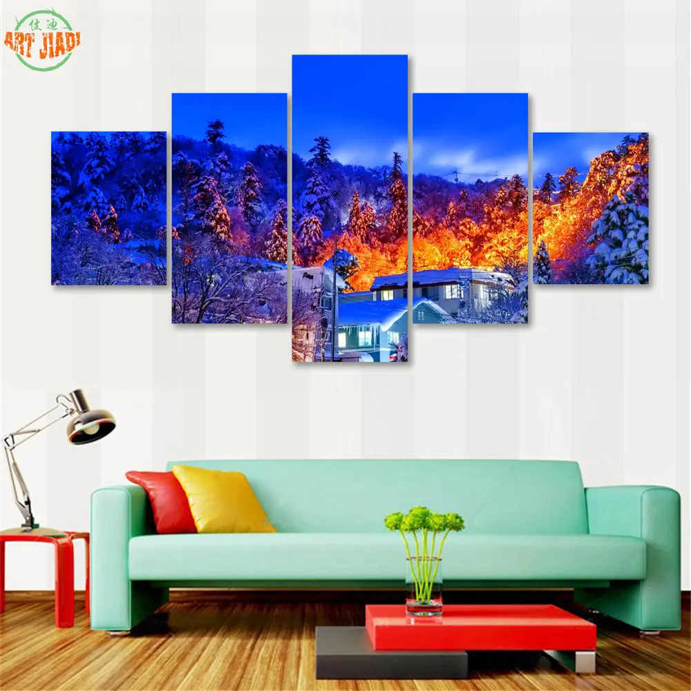 Новый 4 5 шт./компл. на холсте HD рождественские литровый COID ёлкой со снежным холст