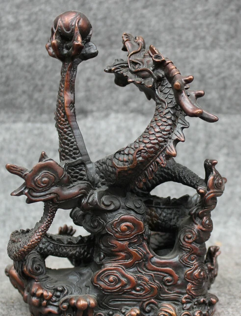 JP S62 Китайский Чистая Бронзовый Буддизм Фэншуй Богатство Зодиак Миф Fly Dragon Ball