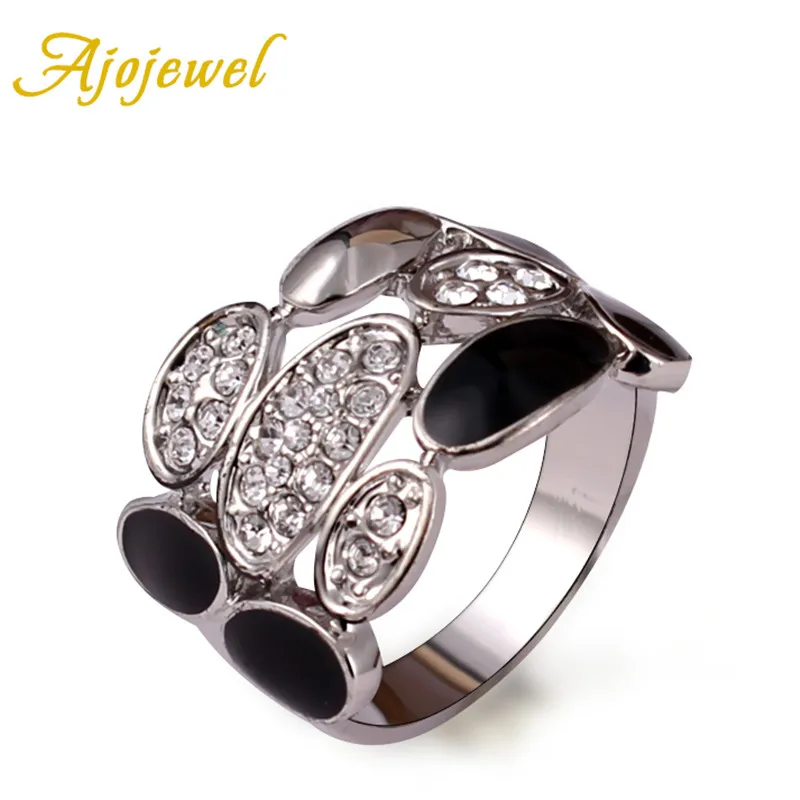 Женское кольцо с черно белой эмалью|fashion jewelry ring|jewelry ringsdesigner ring |