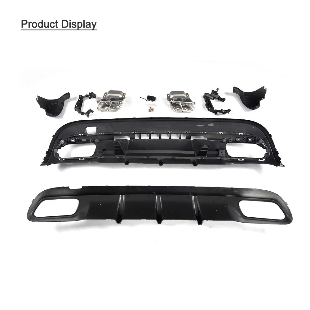 PP Car Rear Lip Diffuser With Exhaust Muffler For Mercedes Benz GLA Calss GLA260 Sport SUV 2015-2017 | Автомобили и мотоциклы