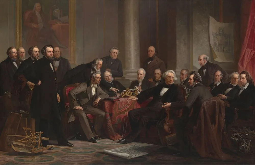 

wholesale painting #American artist Christian Schussele Men of Progress Cooper Union, New York City. print art -Free shipping