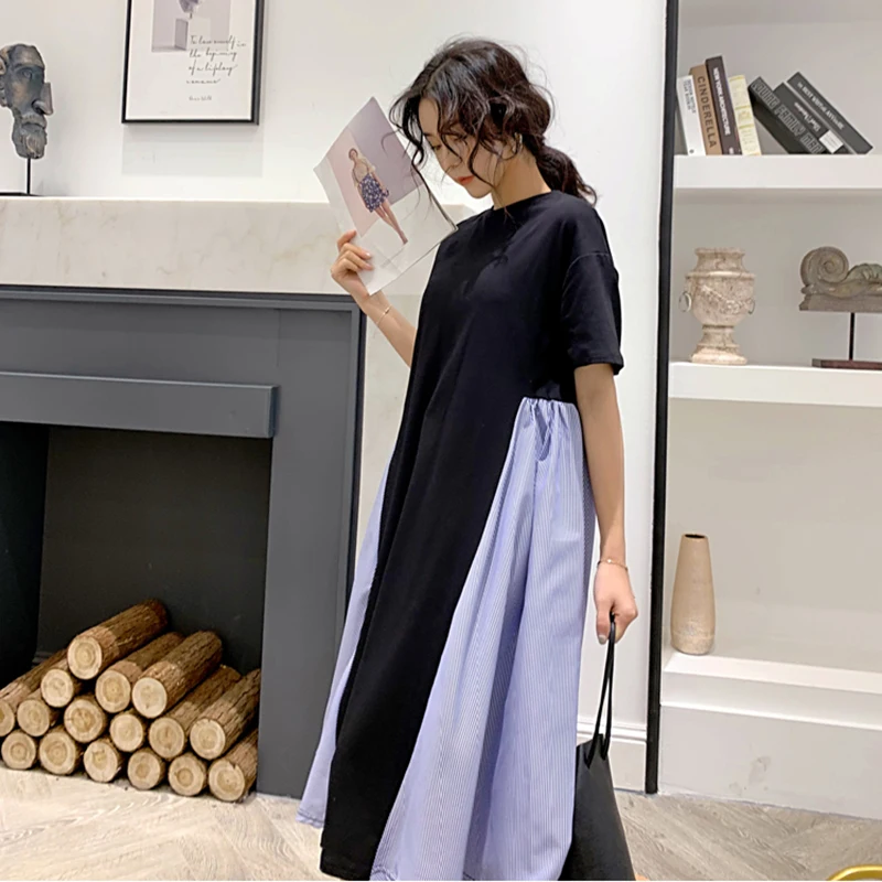 Женское Ассиметричное платье выше колена тонкое свободное асимметричное