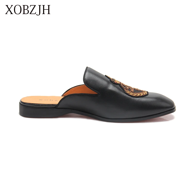 XOBZJH 2019 Men Shoes Man Summer Party New Handmade Leisure Flats Leather Loafers Black Size | Обувь