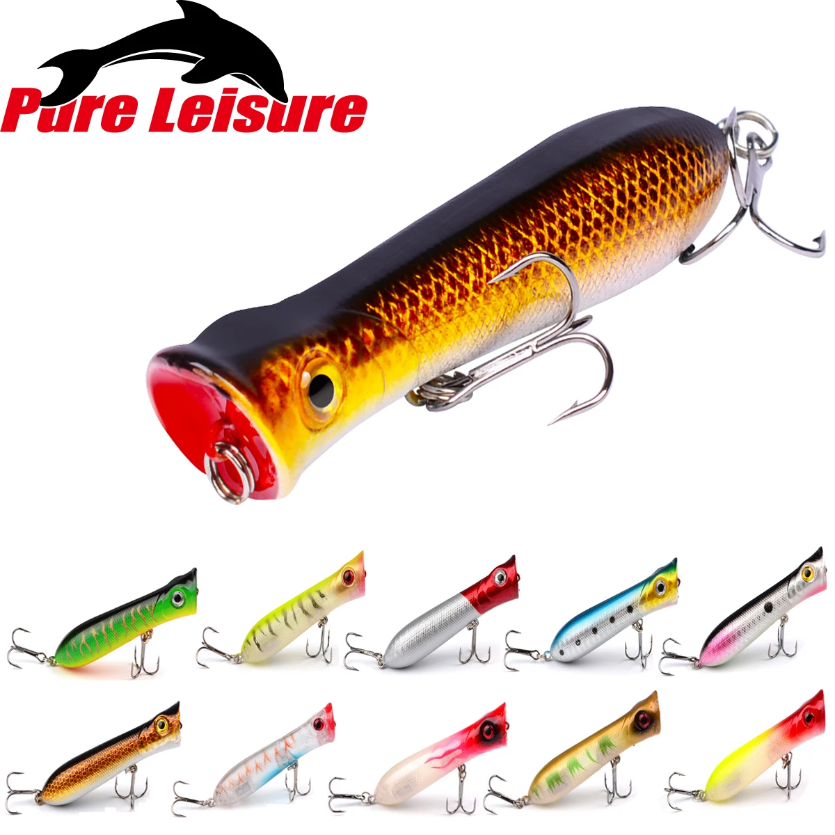 PureLeisure 10 шт./лот Popper рыболовные приманки плавающий Crankbait Leurre Peche En Mer Iscas Artificiais Pesca