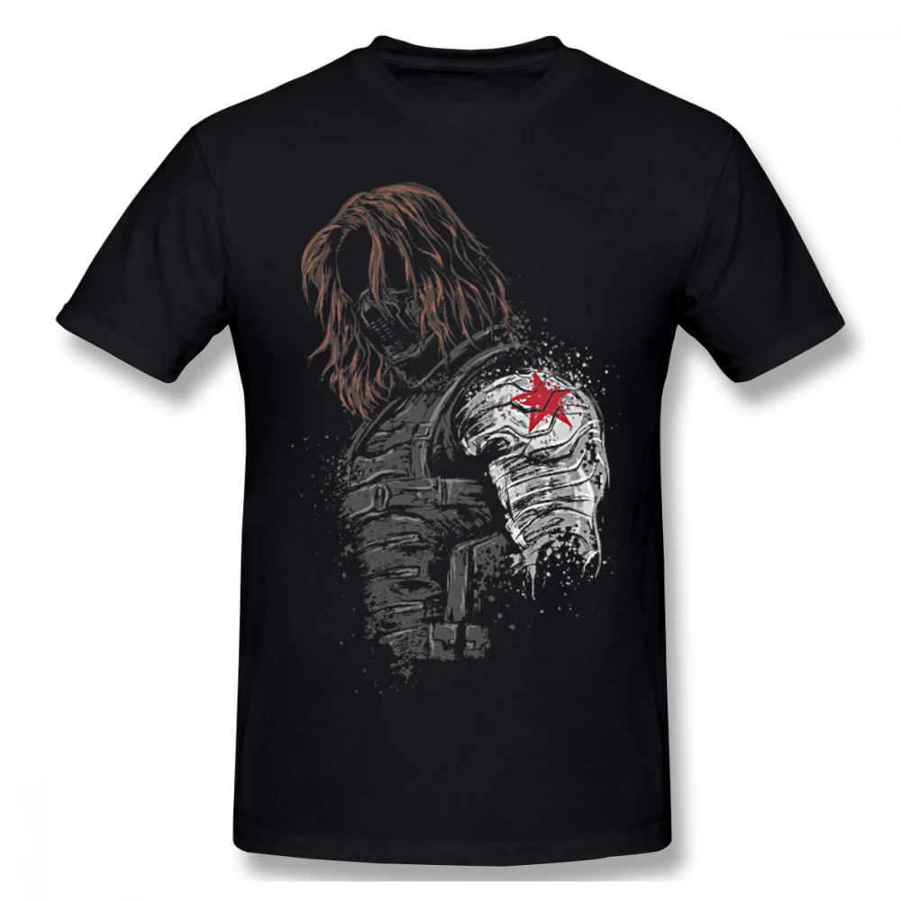 Черный Зимний Солдат Bucky Barnes футболка унисекс мягкий хлопок Homme футболка популярная уличная одежда S-6XL размера плюс футболка - Цвет: Черный