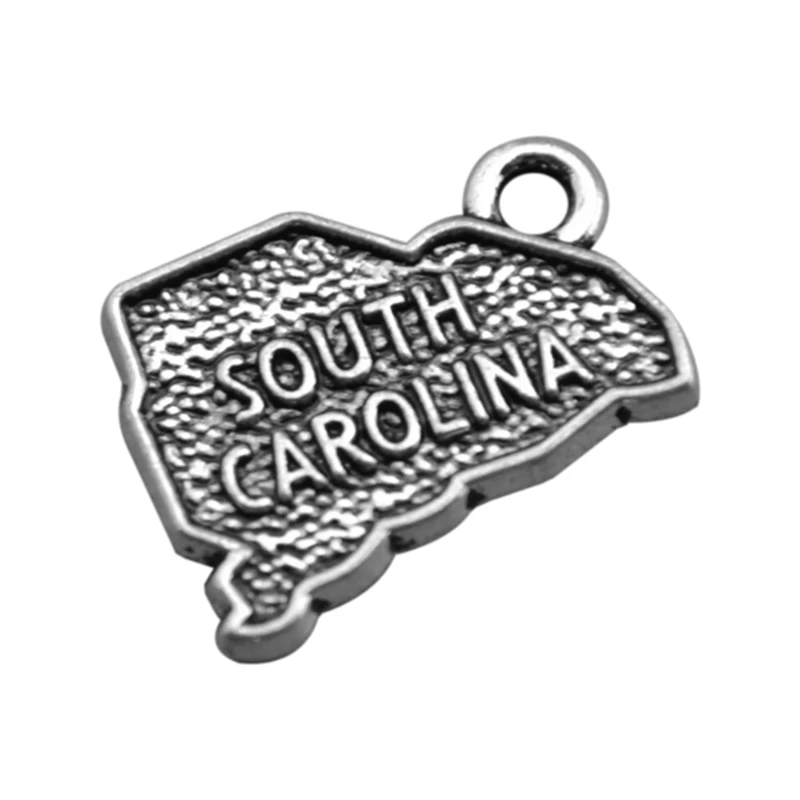 Серебряные подвески в виде карты Южной Каролины Ювелирное Украшение браслет