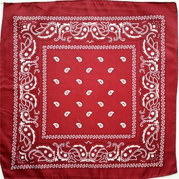Wine Red bandana Унисекс хип хоп черная бандана модный головной убор, резинка для волос шейный шарф повязка на запястье квадратные шарфы принт платок высокого качества - Цвет: Wine Red bandana