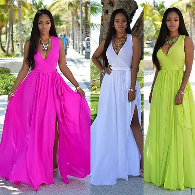 Women Sexy Summer Dress Boho Maxi Long Evening Party Beach Sundress | Женская одежда