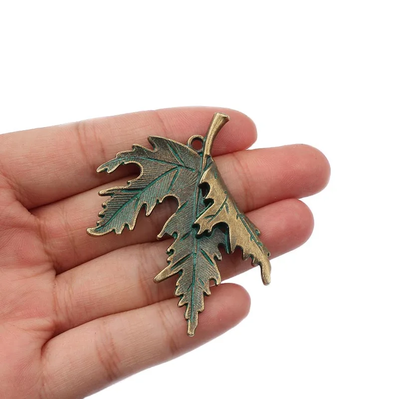 

10PCS DIY Necklace Jewelry Finding Makings Verdigris Patina /Ancient Greek Bronze Pot Weed Leaf Maple Charms Pendants