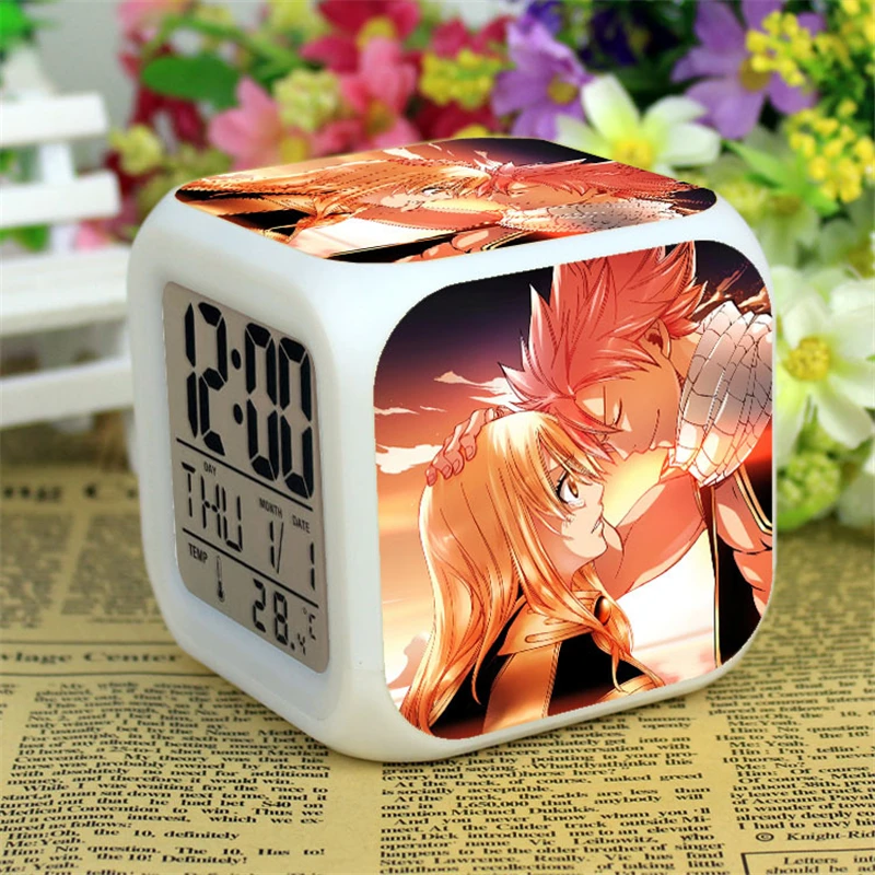 Аниме Сказочный хвост Led Natsu серый фигурку будильник светящийся Despertador цифровой