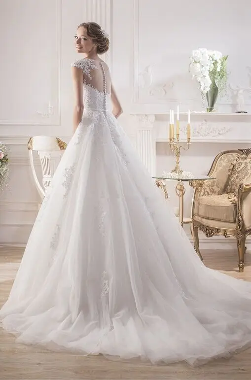 2017 на заказ Vestidos De Novia A Line Иллюзия декольте сексуальное свадебное платье с