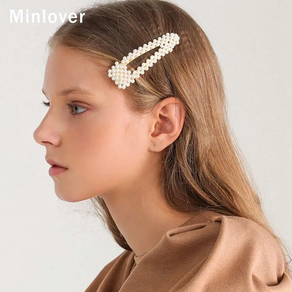 Заколка для волос Minlover Корейская простая заколка с искусственным жемчугом