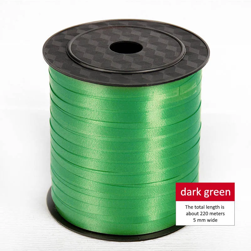 dark green Украшения для вечеринки на день рождения, фольга для завивки 250 ярдов, разные цвета, 5 мм, лента для воздушных шаров, рулон, сделай сам, подарки, свадебные принадлежности - Цвет: dark green