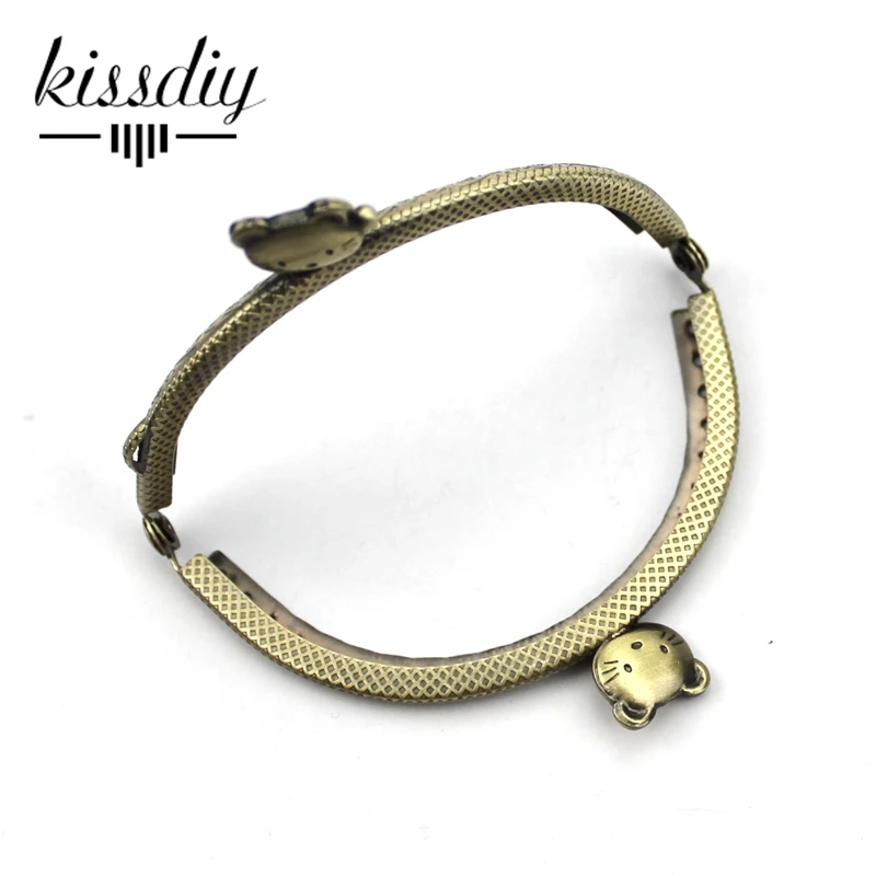 KISSDIY 10 шт. 8,5 см старинная бронзовая кошка голова металлический кошелек рамка ручка поцелуй застежка для сумки шитье ремесло портной изделия оптом