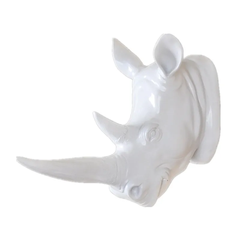 

Resin Exotic Rhinoceros Head Wall Ornament Animal Statues Crafts Home Hotel Wall Hanging Art Decoration Gift R678