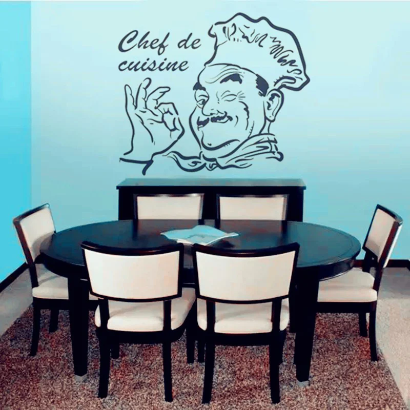 Фото Съемная декоративная наклейка Chef de Kitchen, наклейка на стену, наклейка для кухни, комнаты, украшение дома, настенный постер, настенное искусство №2
