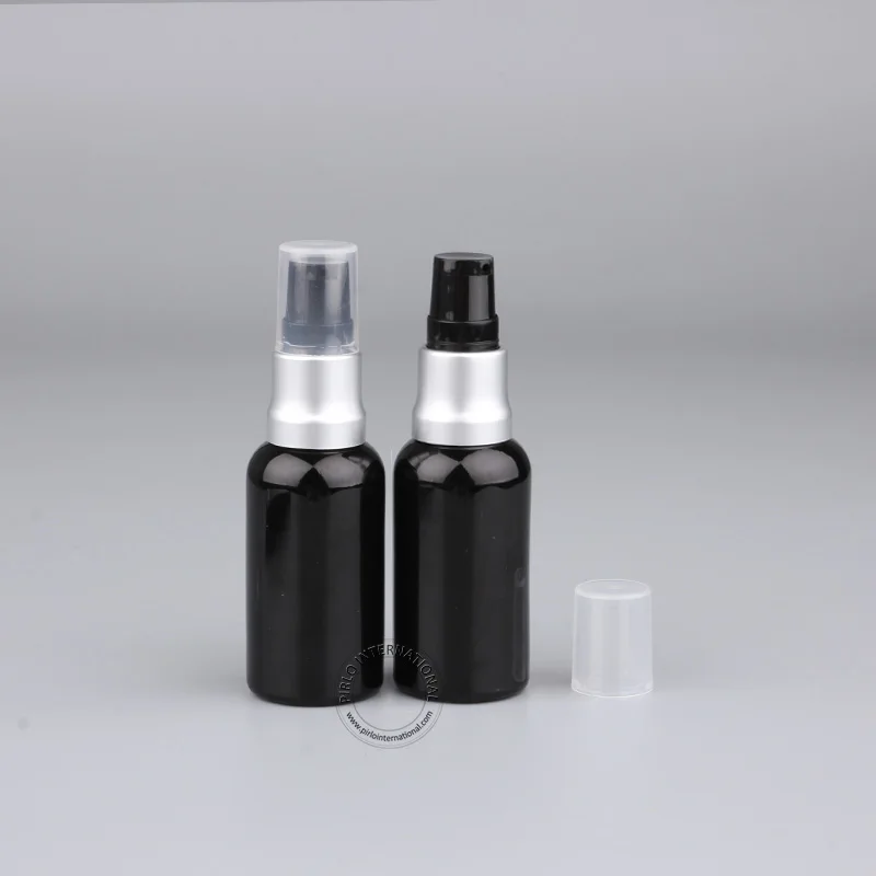 

20pcs x 30ml/30cc Black Essential Oil Bottle 1oz Empty Glass Lotion Pump Bottles Refillable Glassware Packaging Free Shipping