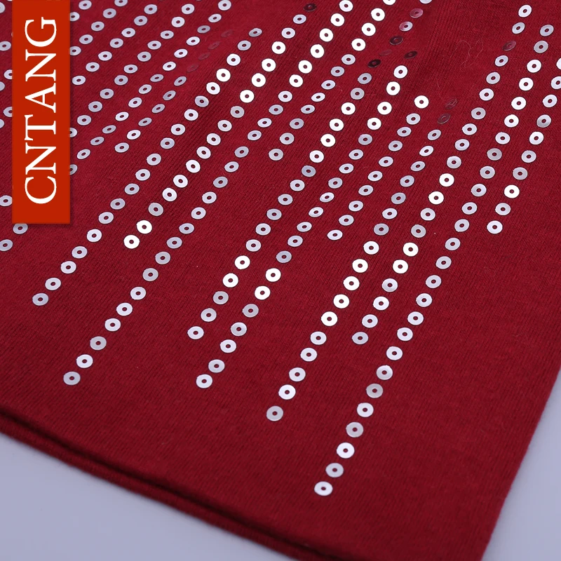 Шапка CNTANG женская с круглыми блестками Модная хлопковая бини помпоном из