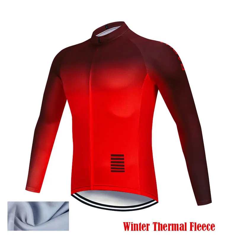 jersey with fleece Велокофты Комплект зимний термальный флис с длинным рукавом теплый красный и черный градиент Тур де Франс Ropa Ciclismo Hombre - Цвет: jersey with fleece