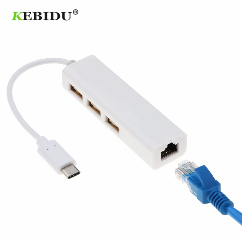 Kebidu USB Type C 3 порта USB3.0 концентратор для LAN RJ45 сетевой карты Lan адаптер Macbook ThinkPad Samsung