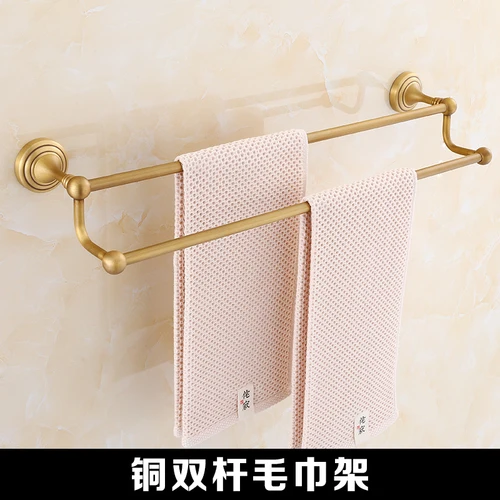 double towel pole Медная Керамическая зубная щетка чашка-держатель матовая угловая полка для ванной продукты старинная для волос сушилка держатель мыло чистая ткань для ванной коробки - Цвет: double towel pole