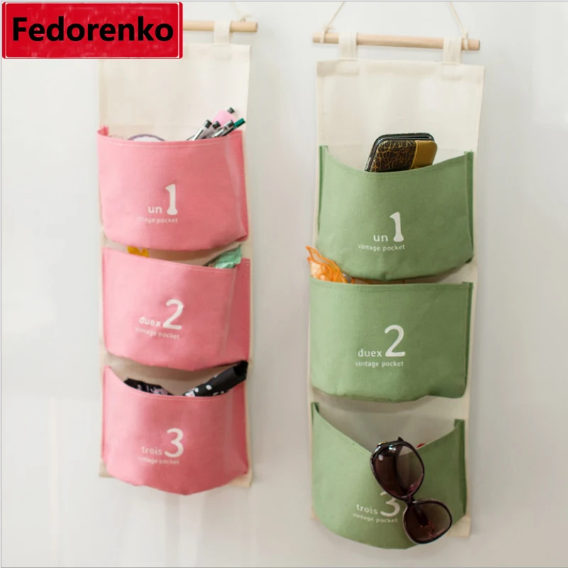 5 шт./партия для хранения дома и в офисе холст настенный подвесной карманы