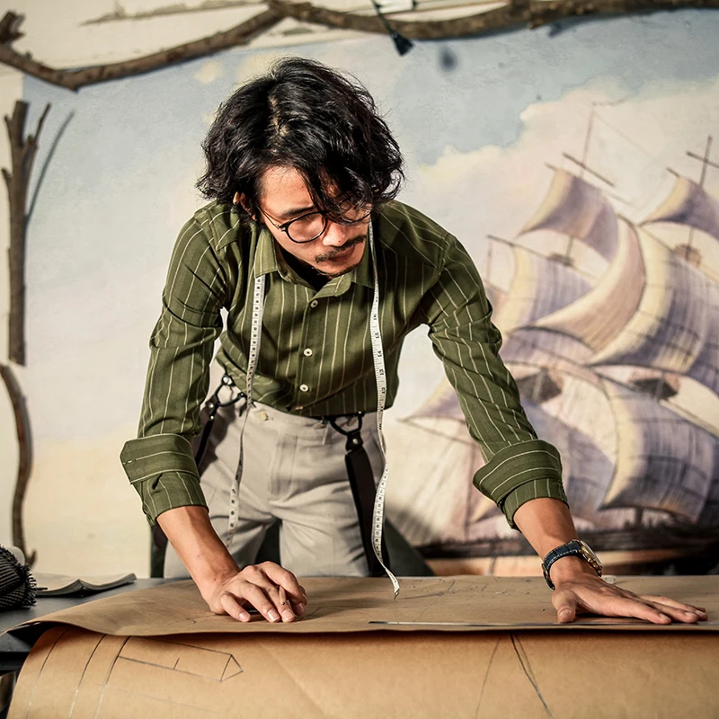 2017 New men's vintage british style slim vertical stripe long-sleeve shirt business casual easy care plus size costumes | Мужская