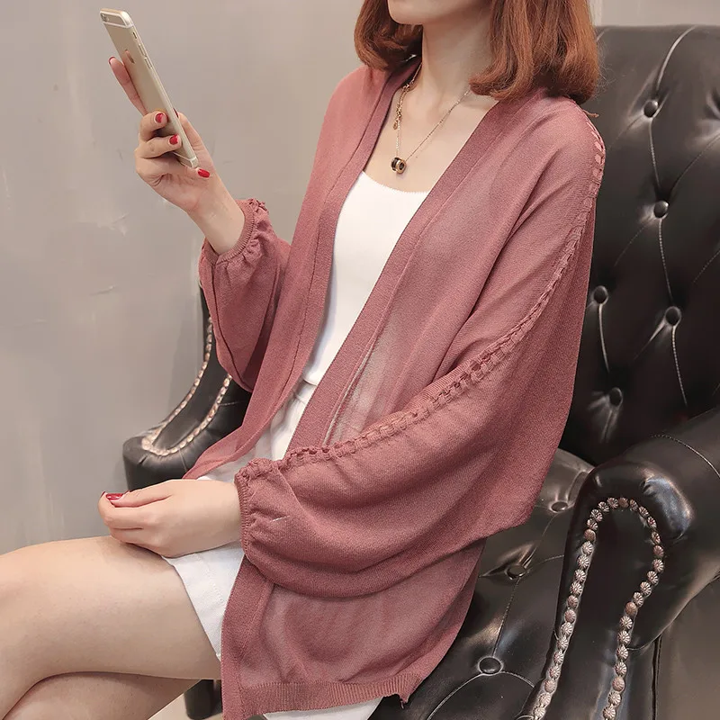 Loose Women knitted Cardigan Summer Bat Sleeves Short Jacket Sun protection clothing Solid Color Female Knitted Coat FASHION454 |