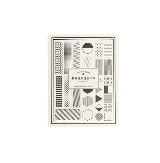 1 set 27 шт./компл. ретро классические геометрическая фигура штамп DIY деревянные и резиновые штампы для скрапбукинга канцелярские Скрапбукинг Стандартный штамп - Цвет: 1 set