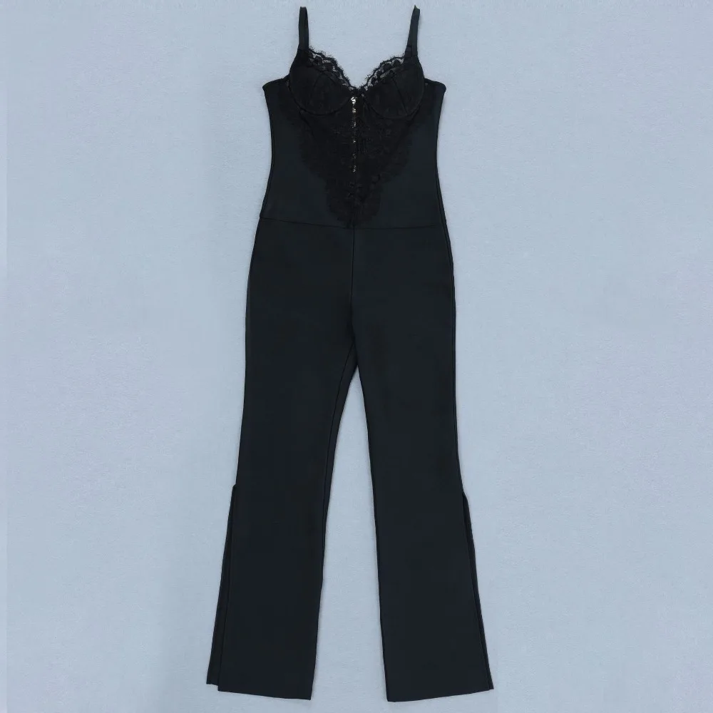 Женские комбинезоны с открытой спиной на тонких бретельках кружевным принтом