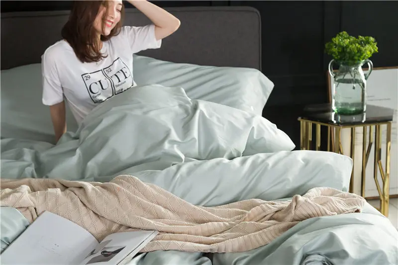 2018 Атлас 60 s из египетского хлопка housse де couette Пэйлин розовый Постельное белье