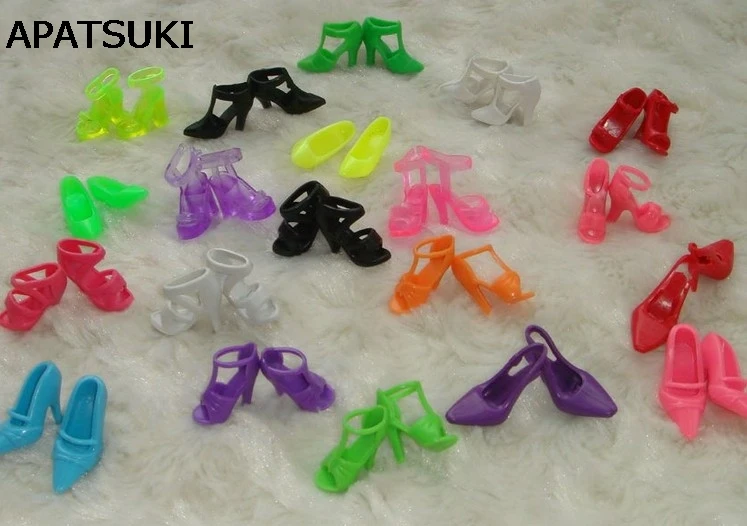 

Set of 20 Pairs Dolls Shoes For Barbie Doll Girls Xmas Gift Fashion High Heels Sandals For Barbie Dollhouse 1/6 Kids Toy